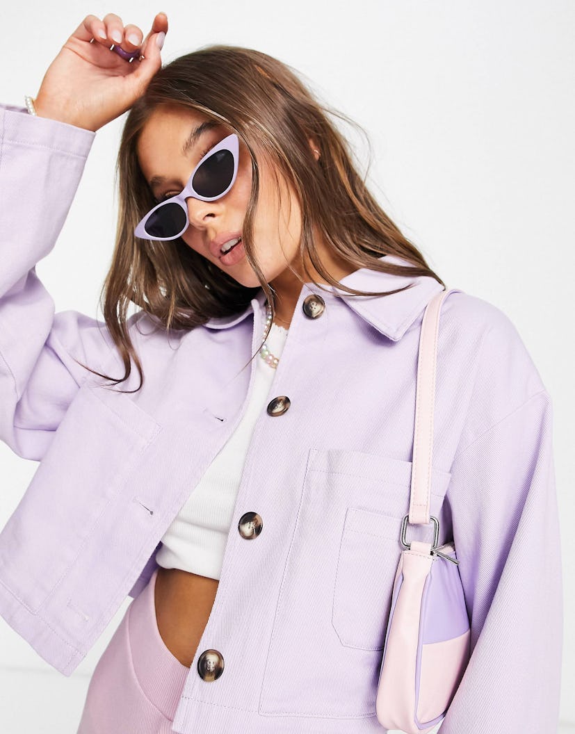 Cropped Shacket in lilac