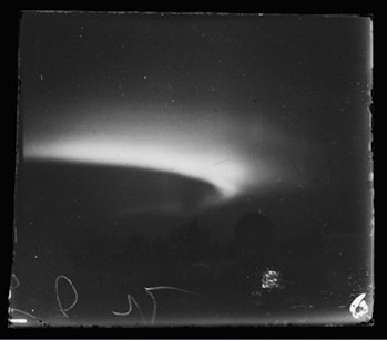 An early photograph of the aurora, captured in 1930 in Finnmark, Norway.