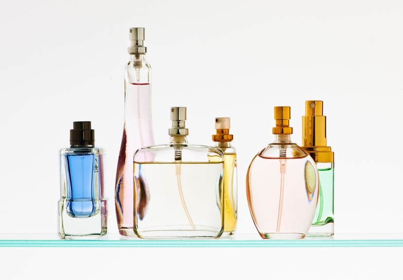 Perfume bottles on shelf