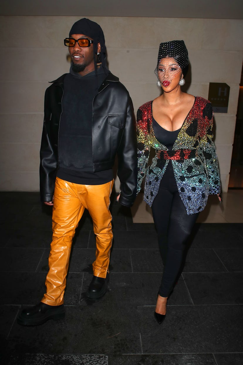 Cardi B and Offset arriving at a restaurant, Paris Fashion Week, France - 02 Oct 2021