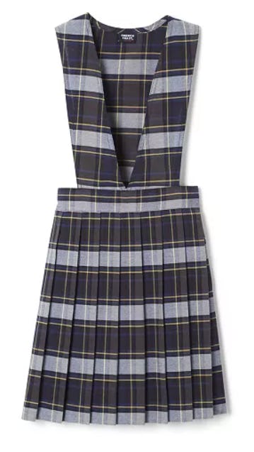 V-Neck Pleated Plaid Jumper