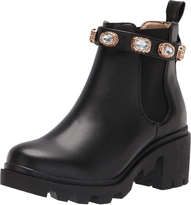 For a touch of glam, consider these Chelsea boots with a bejeweled anklet. 