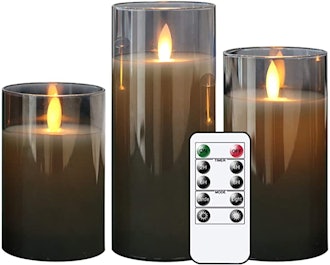 GenSwin LED Flameless Flickering Battery Operated Candles (Set of 3) 