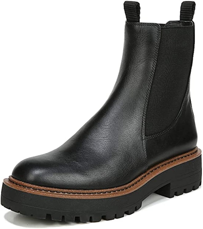 a pair of sam edelman lug-sole chelsea boots with a higher shaft