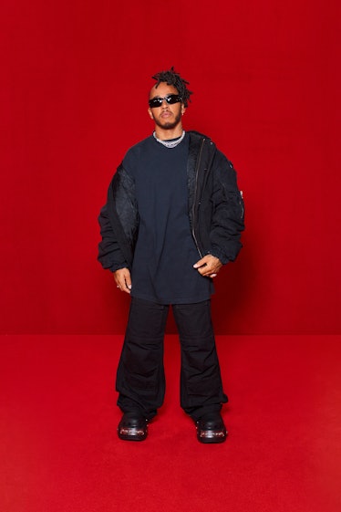 Lewis Hamilton modeling Balenciaga spring 2022