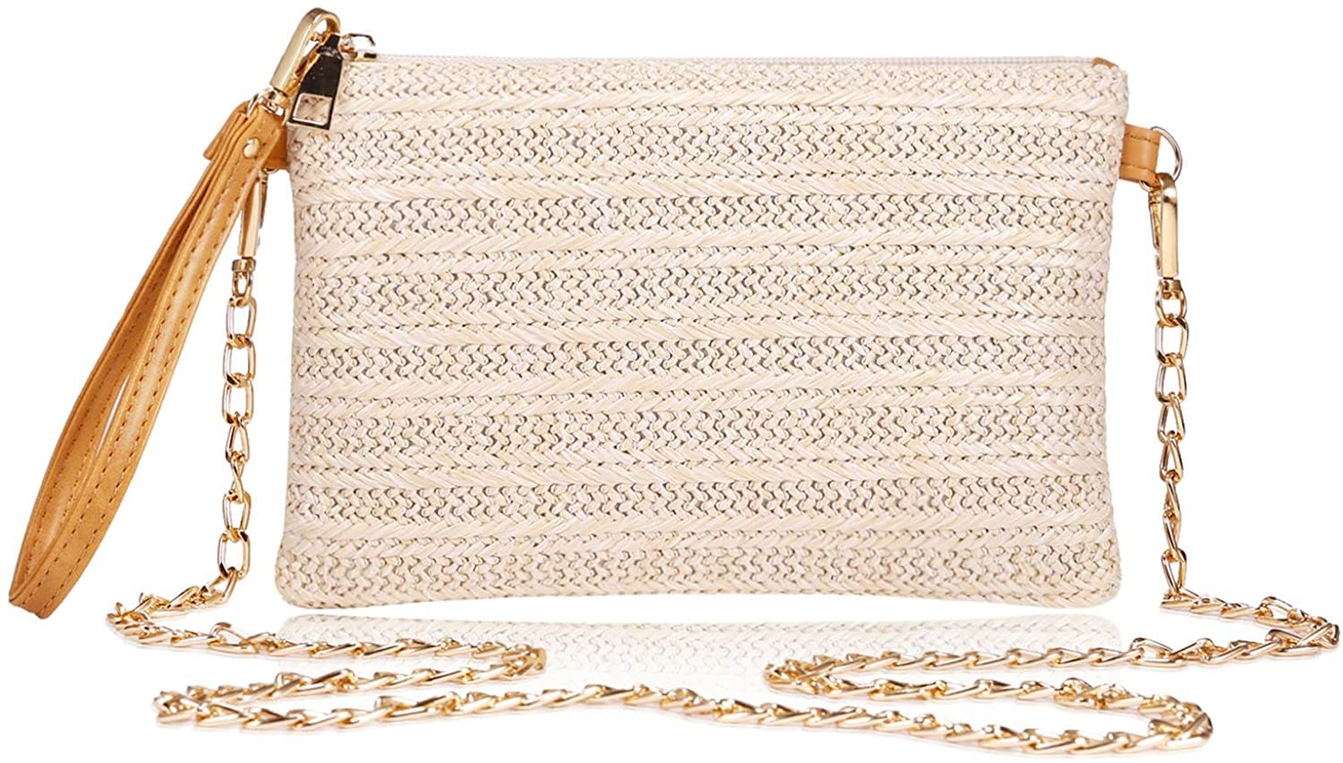 COOKOOKY Straw Clutch Zipper Wristlet