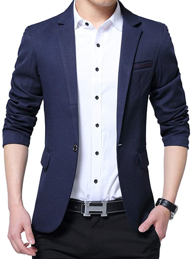 Men's Slim Fit One Button Casual Blazer Jacket