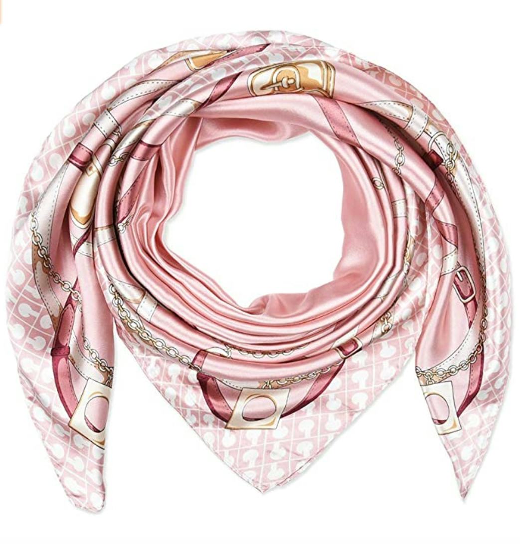 Corciova Pink Square Stain Silk Scarf