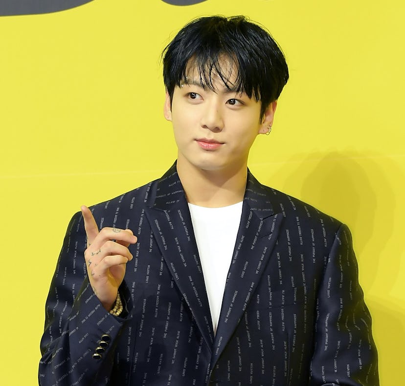 SEOUL, SOUTH KOREA - MAY 21: Jungkook of BTS attends a press conference for BTS's new digital single...