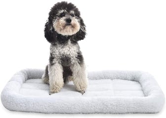 Amazon Basics Faux Sherpa Padded Bolster Pet Bed