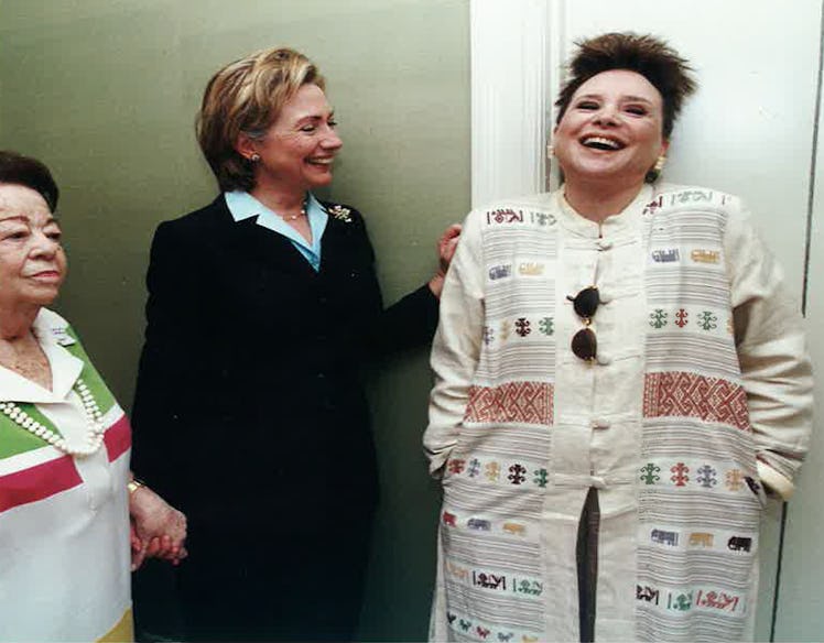 Adams with then First Lady Hillary Clinton.
