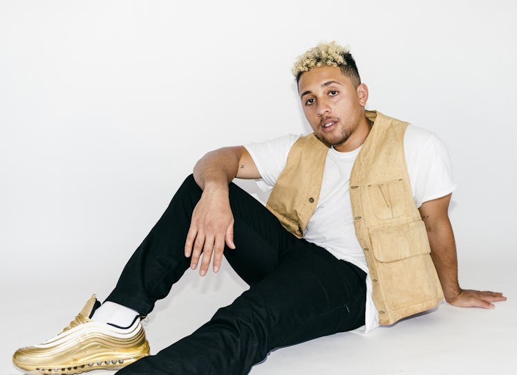 Jaboukie Young-White wears his own clothing and sneakers.