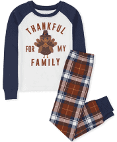 Unisex Kids Matching Family Thanksgiving Snug Fit Cotton Pajamas