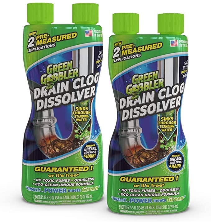 Green Gobbler Liquid Hair &amp; Grease Clog Remover (2-Pack)