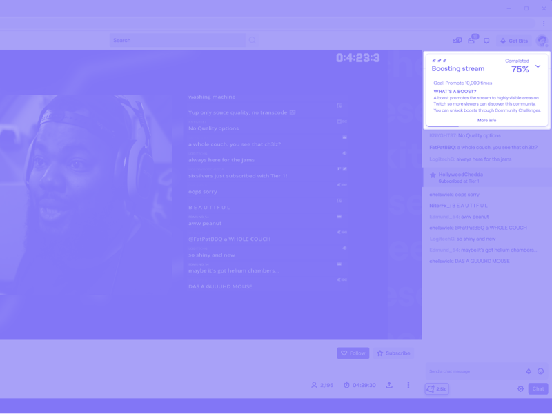 A look at where the boost option will be located on Twitch's interface