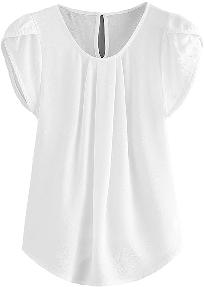 Milumia Casual Round Neck Basic Pleated Top 