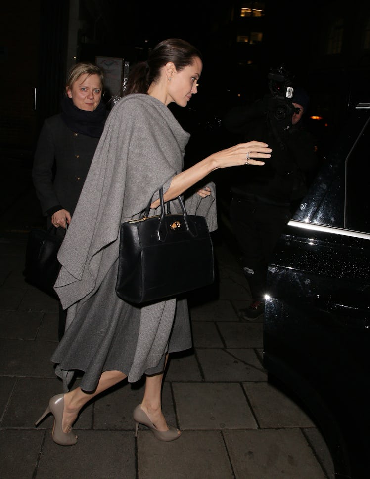 Angelina Jolie leaving Quaglinos restaurant