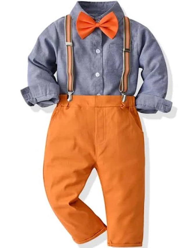 Toddler Boys Pocket Patched Shirt And Suspender Pants