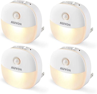 AUVON Plug-In LED Motion-Sensor Night Lights (4-Pack)