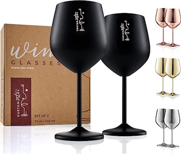Gusto Nostro Stemmed Stainless Steel Wine Glasses (2-Pack)