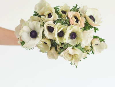 black and white anemone bouquet from Farmgirl Flowers
