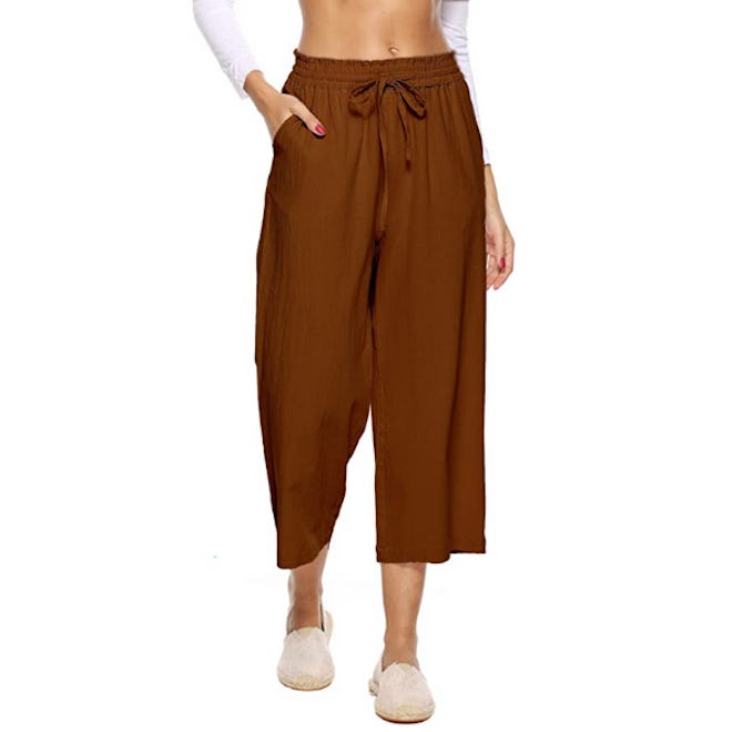 LNX High Waisted Drawstring Linen Culottes