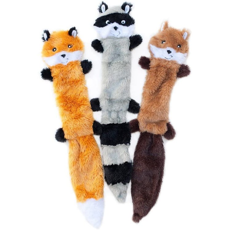 ZippyPaws Skinny Peltz No-Stuffing Squeaky Toys (3-Pack)