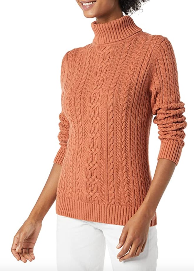 Amazon Essentials Women’s Fisherman Cable Turtleneck Sweater