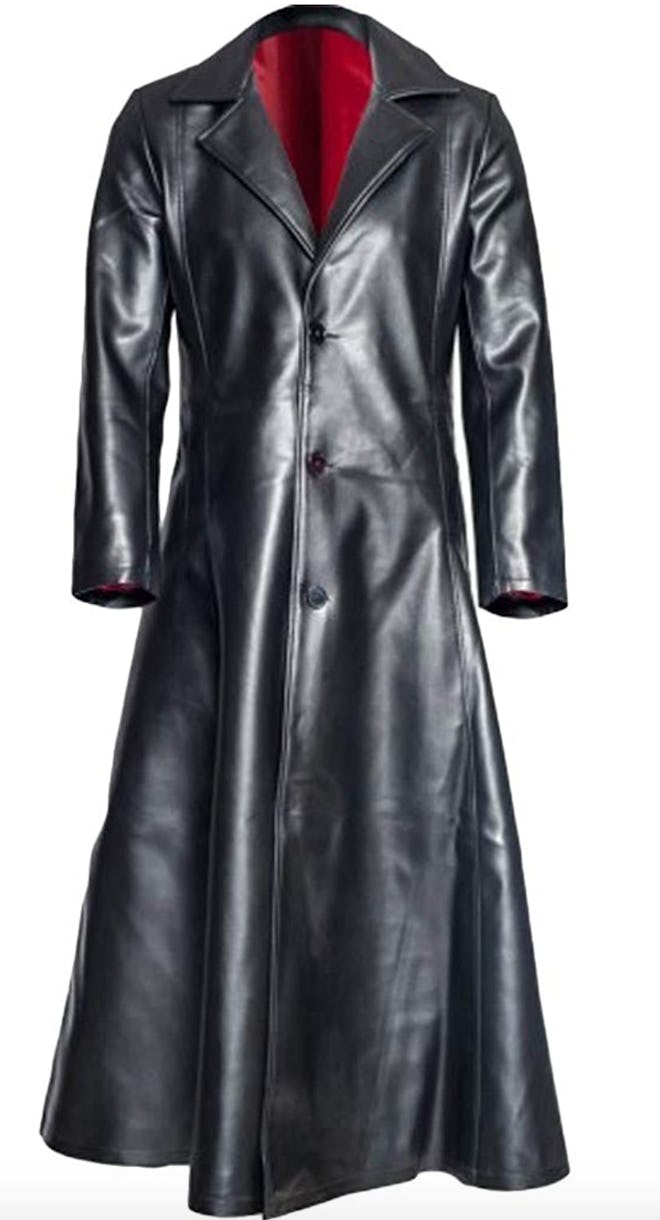 Mens Retro Leather Vintage Long Coat