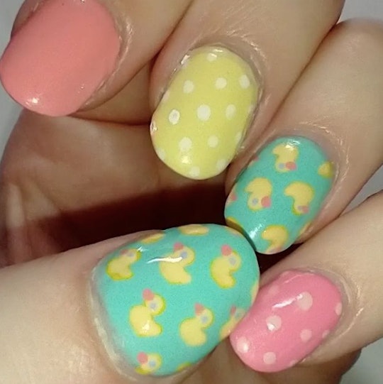 Manicure featuring rubber duckies