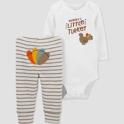 Baby 2pc Little Turkey Thanksgiving Top and Bottom Set