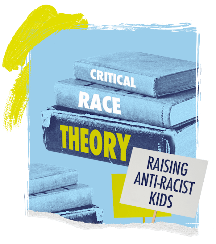 three stacked books with CRITICAL RACE THEORY on the spines