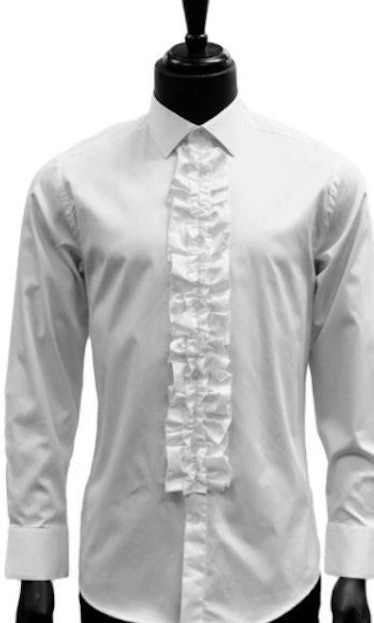 ruffled white tuxedo shirt for men