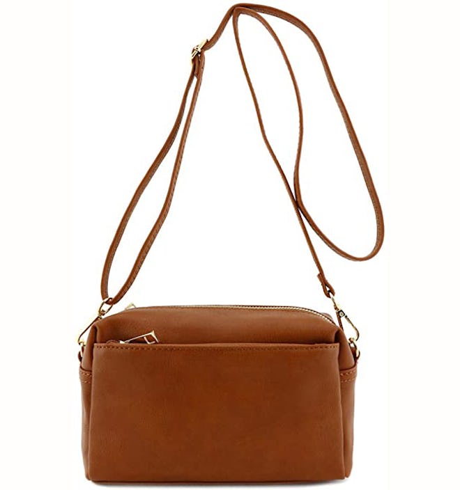 FashionPuzzle Triple Zip Small Crossbody Bag