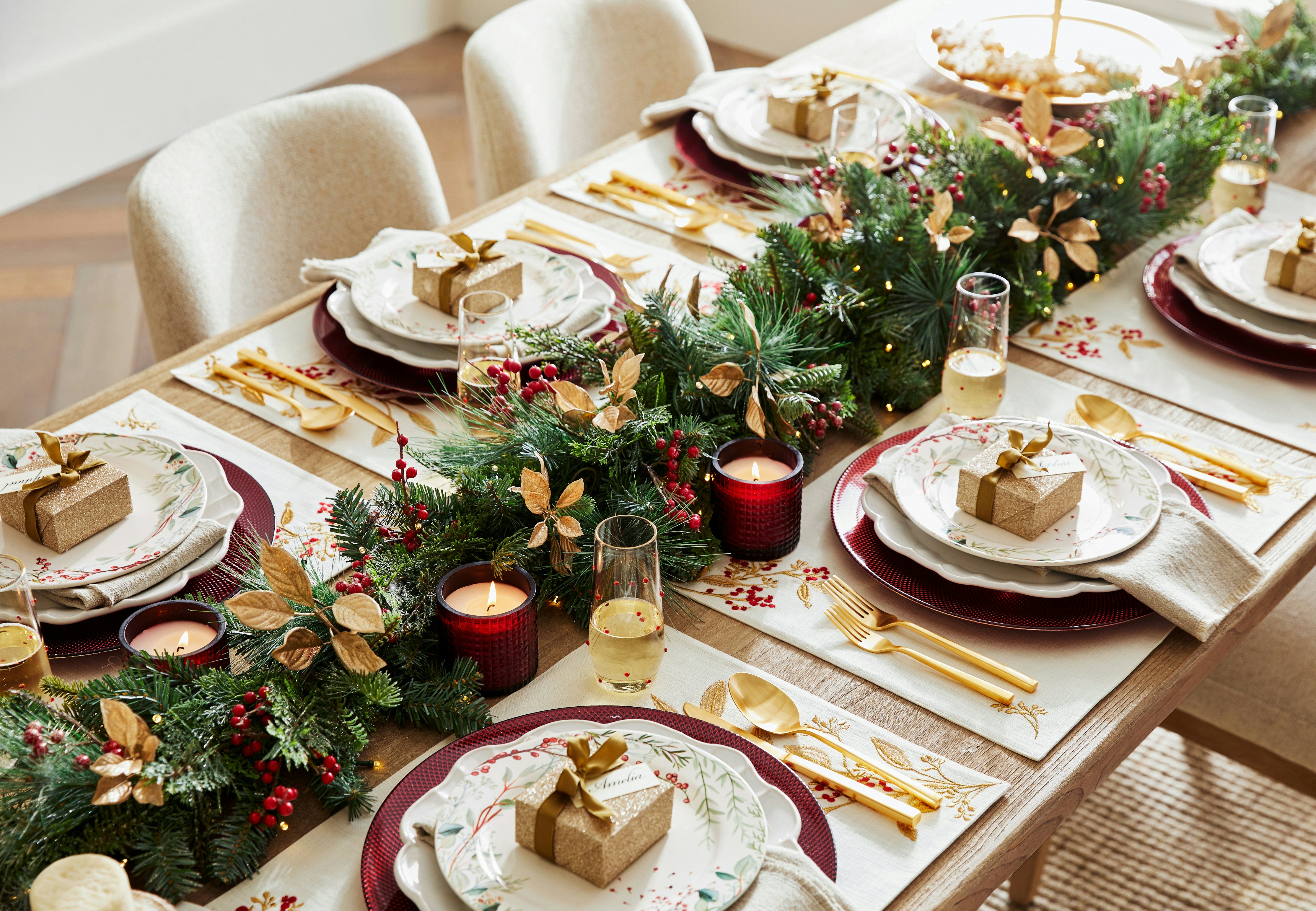 pottery barn christmas table settings