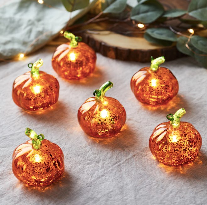 Light up glass pumpkins