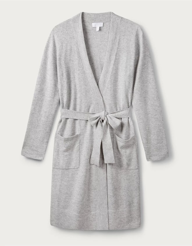 Pale Gray Marl Cashmere Short Robe from The White Company.