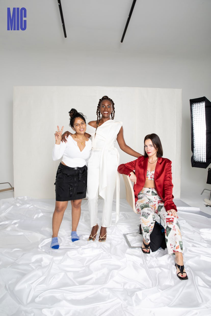 Photographer Kajal, Issa Rae and Eic Shante Cosme in a group photo