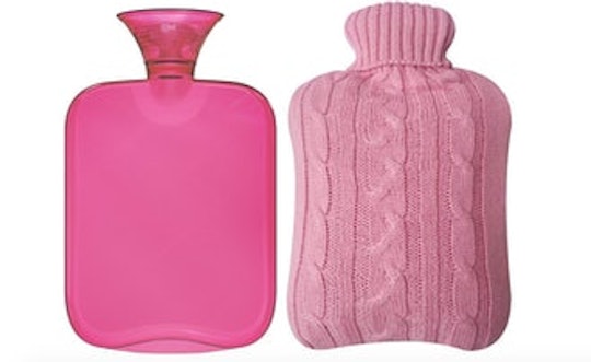 pink hot water bottle with sweater
