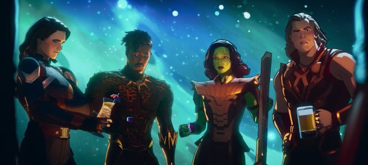 Guardians of the Multiverse drinking together in What If? Episode 9.