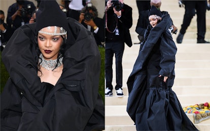 Rihanna wore a black Balenciaga couture dress at the 2021 Met Gala.