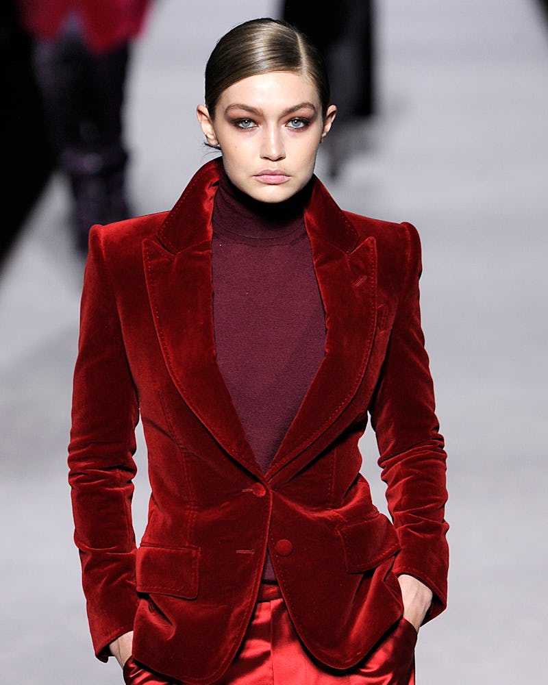 Gigi Hadid during Tom Ford's Autumn/Winter 2019-2020 collection.