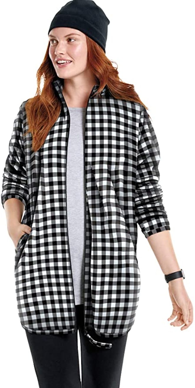 Woman Within Plus Size Zip-Front Microfleece Jacket Fleece