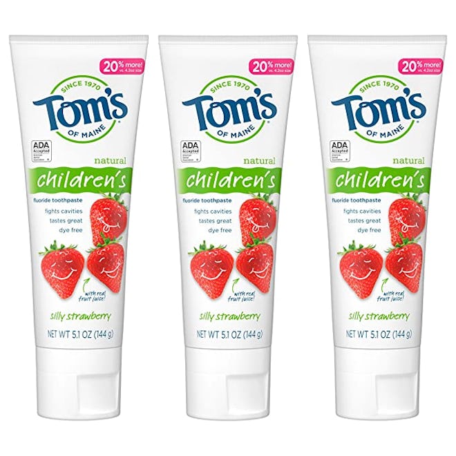 Tom's of Maine Natural Children's Fluoride Toothpaste, Silly Strawberry (3-Pack)