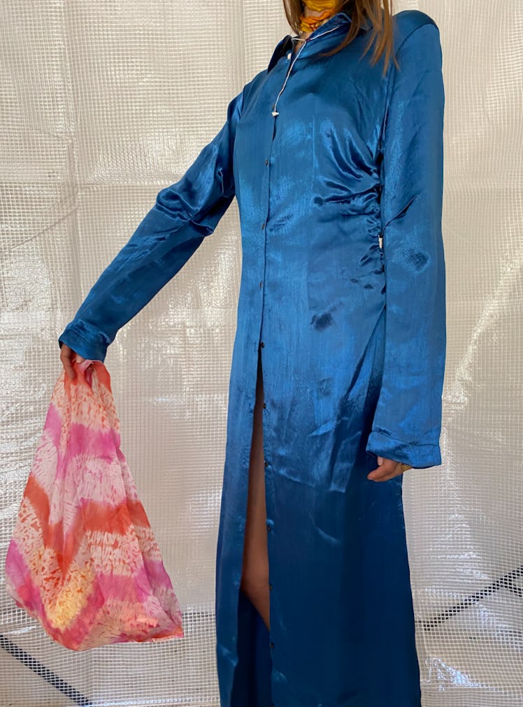 Ruched Silk Mashroo Dress 