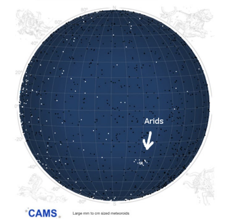 Arid meteor activity, in CAMS’ All-Sky view.