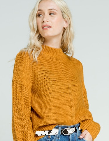 Chunky sweater in a mustard yellow color