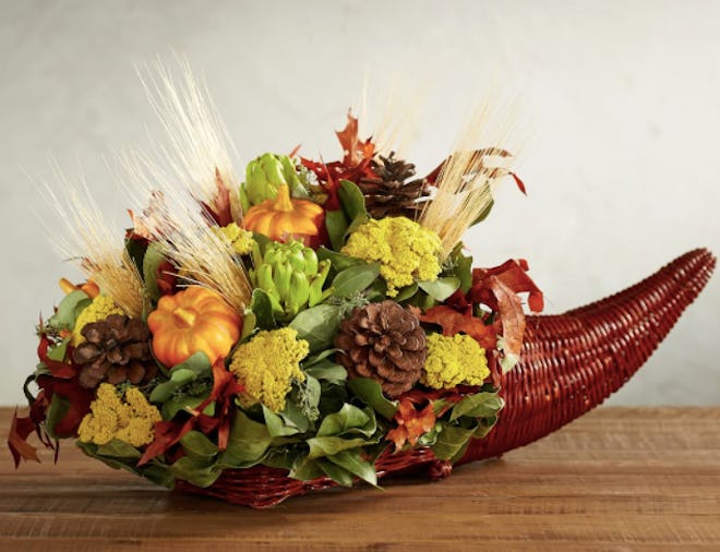 Dried cornucopia arrangement