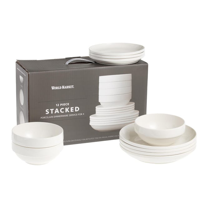 Ceramic Stacked 12 Piece Dinnerware Set