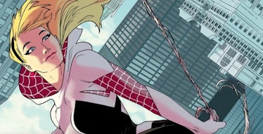 Gwen Stacy swings through the air in Spider-Gwen Vol. 1 #1